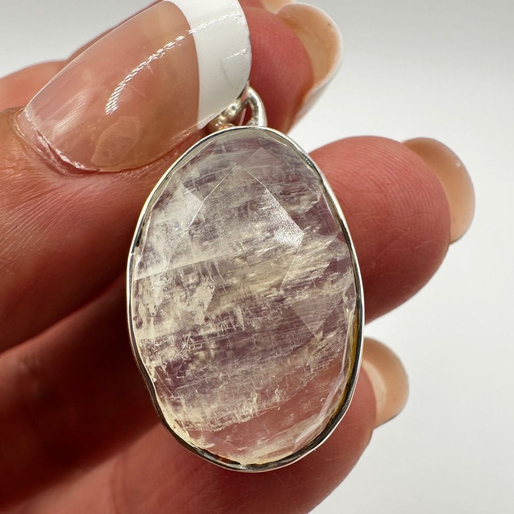 NWOT Faceted‎ 24x16mm Moonstone pendant in solid Sterling Silver! - Picture 3 of 7